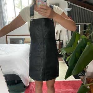 Black leather pinafore